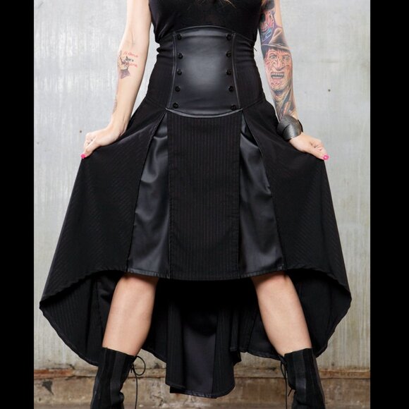 Lip Service Gangsta Pranksta Goth Steampunk High Waist Bustle Corset Skirt S - Picture 4 of 9